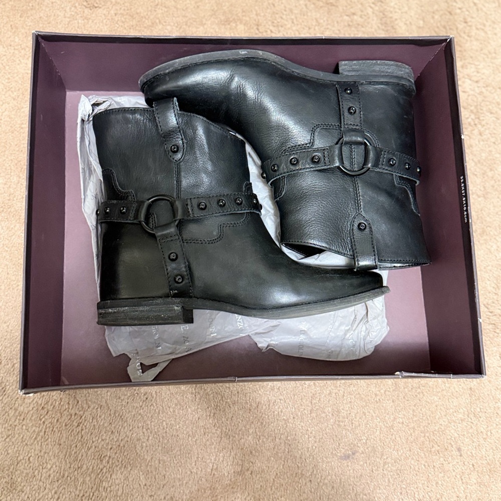 Enzo Angiolini Black Leather Ankle Boots with Studs